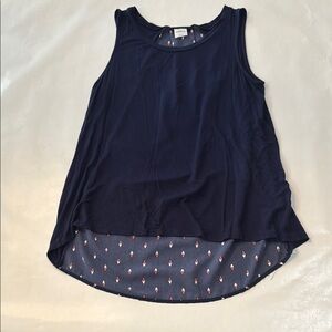 Kaileigh Blue Sleeveless High Low Tank Top